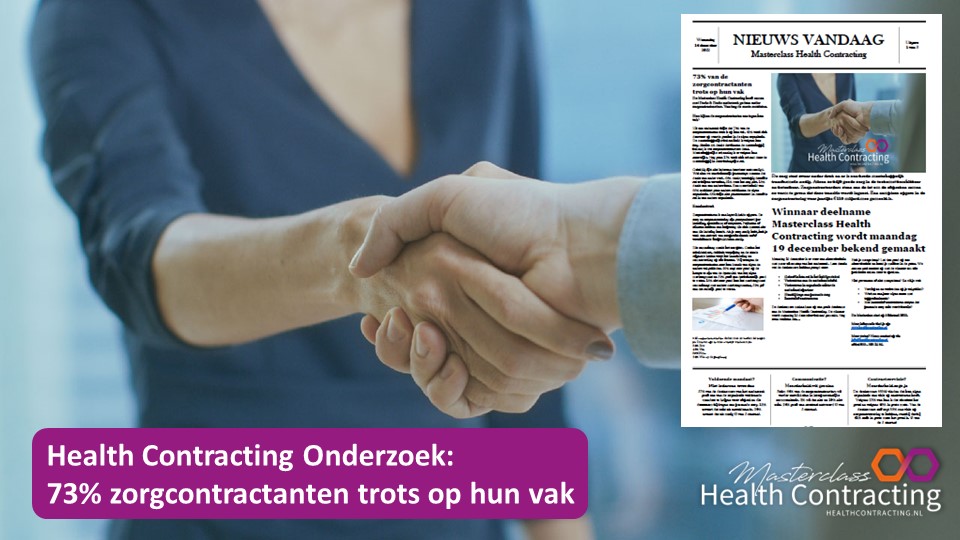 Health Contracting Onderzoek: 73% zorgcontractanten trots op hun vak